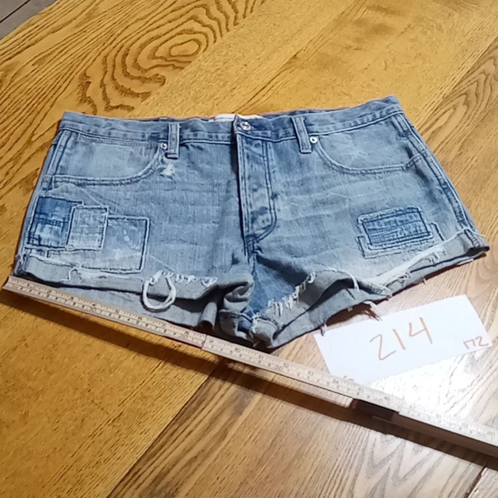 ABERCROMBIE & FITCH Jeans Shorts Women 31 / 12 BLUE BUTTON FLY Preowned